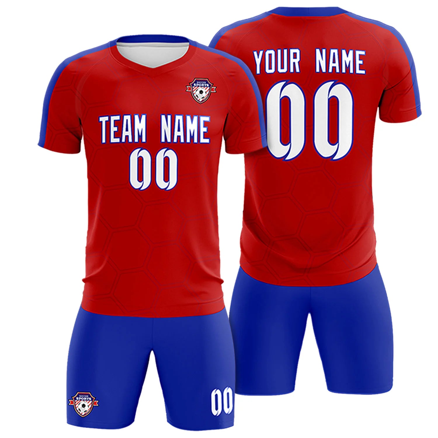 Custom Red Royal Blue Outdoor Sport Soccer Sets Jersey