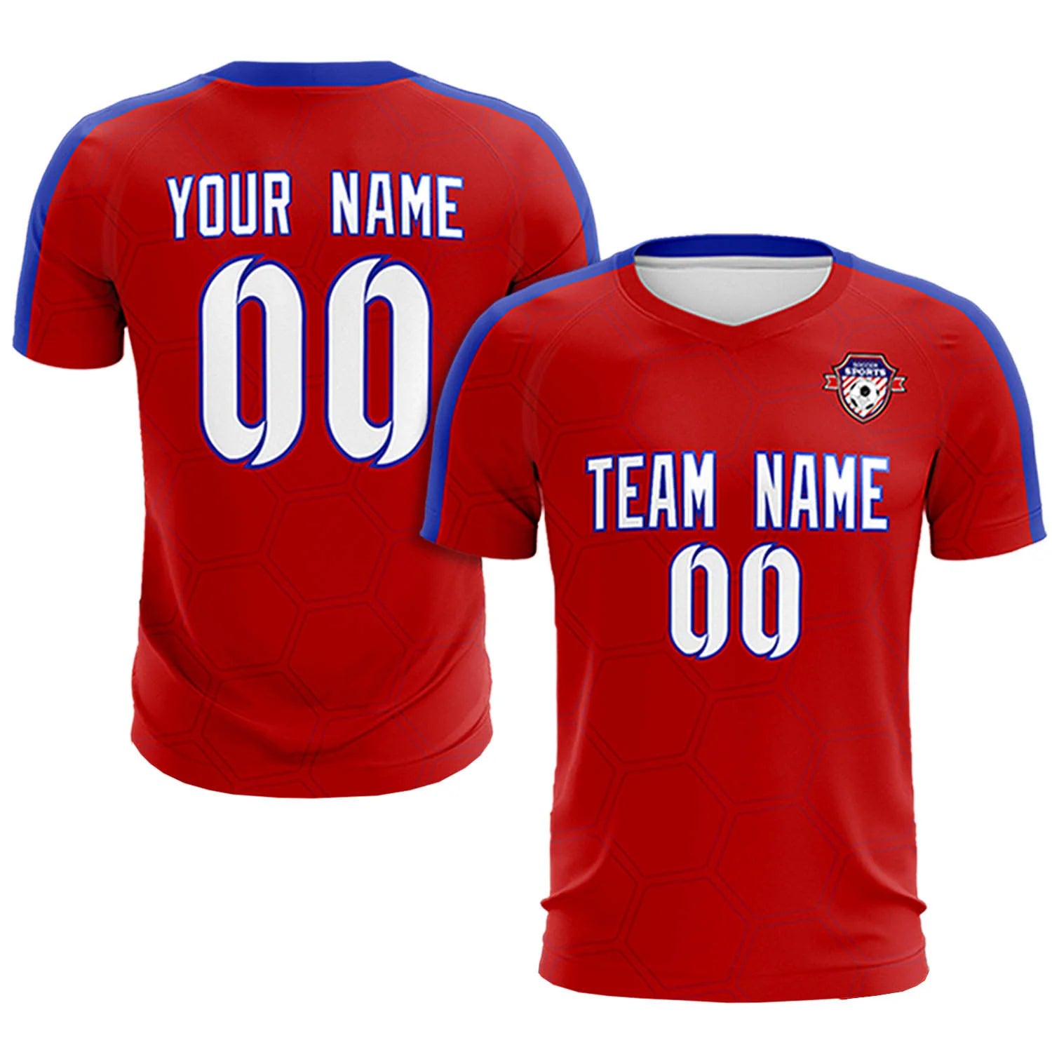 Custom Red Royal Blue Outdoor Sport Soccer Sets Jersey