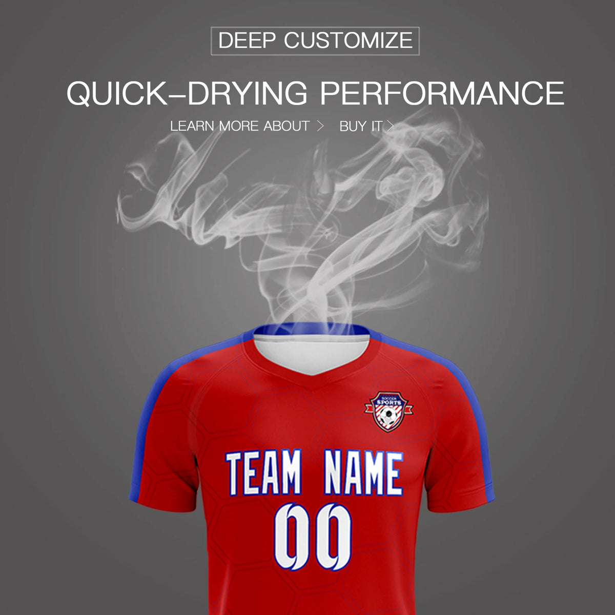 Custom Red Royal Blue Outdoor Sport Soccer Sets Jersey