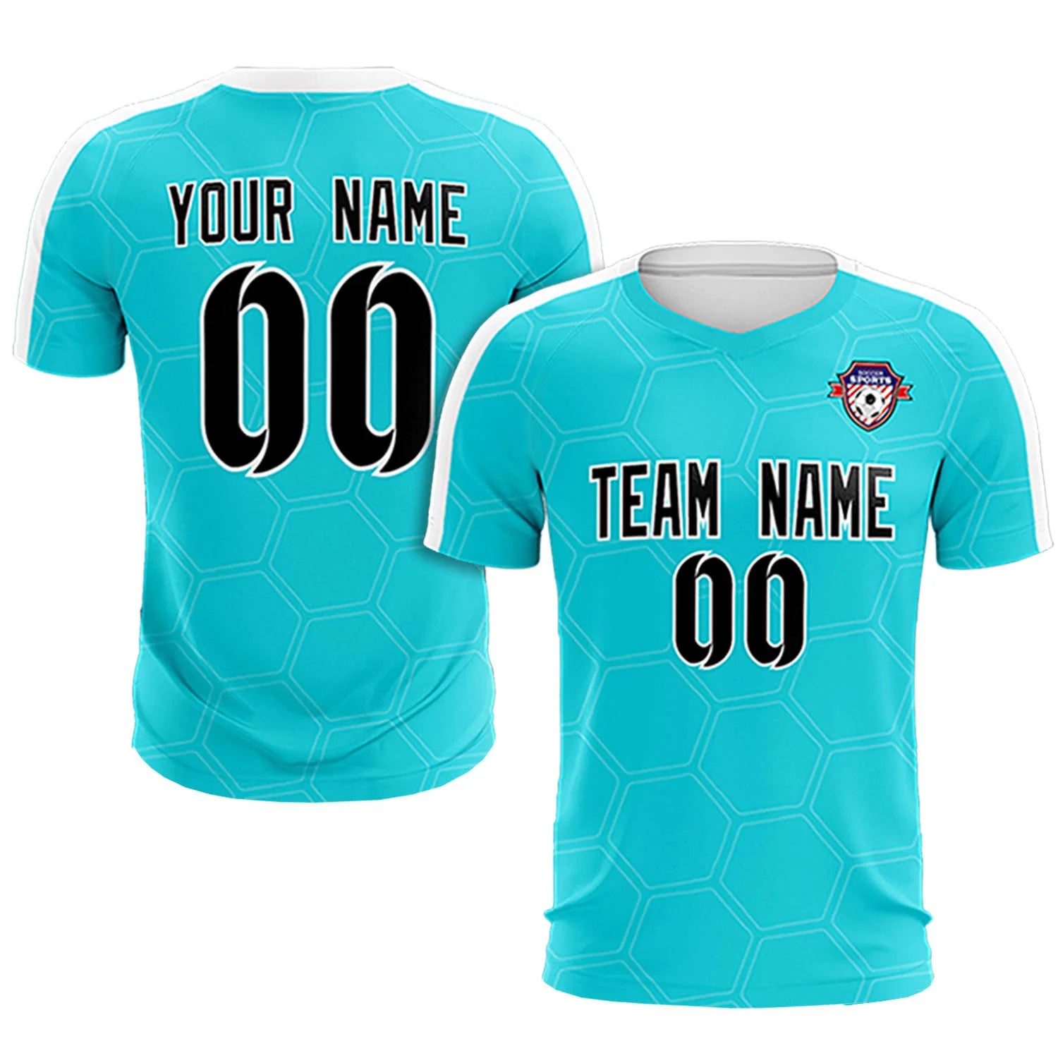 Custom Aqua White Outdoor Sport Soccer Sets Jersey