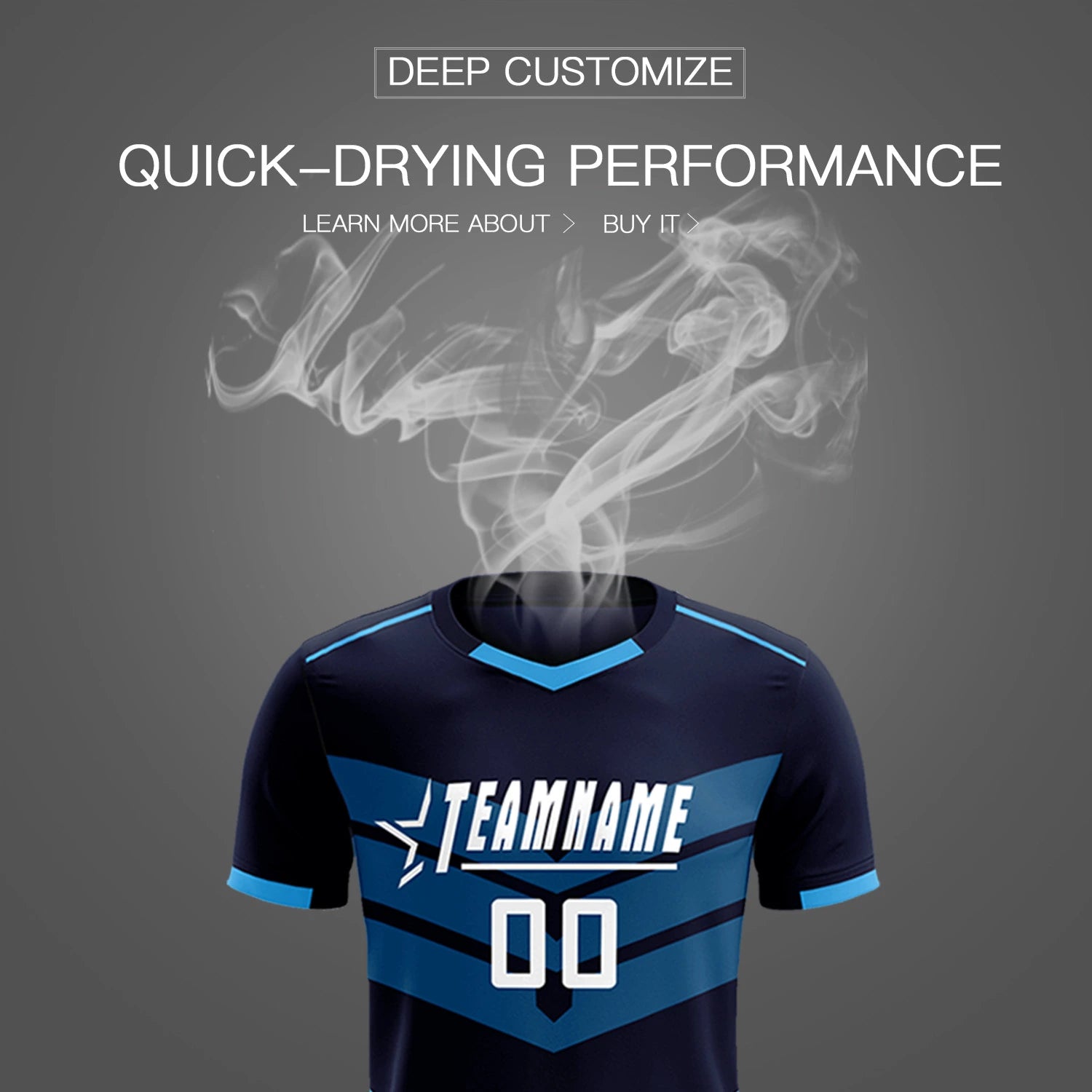 Custom Navy Powder Blue Men Uniform Soccer Sets Jersey