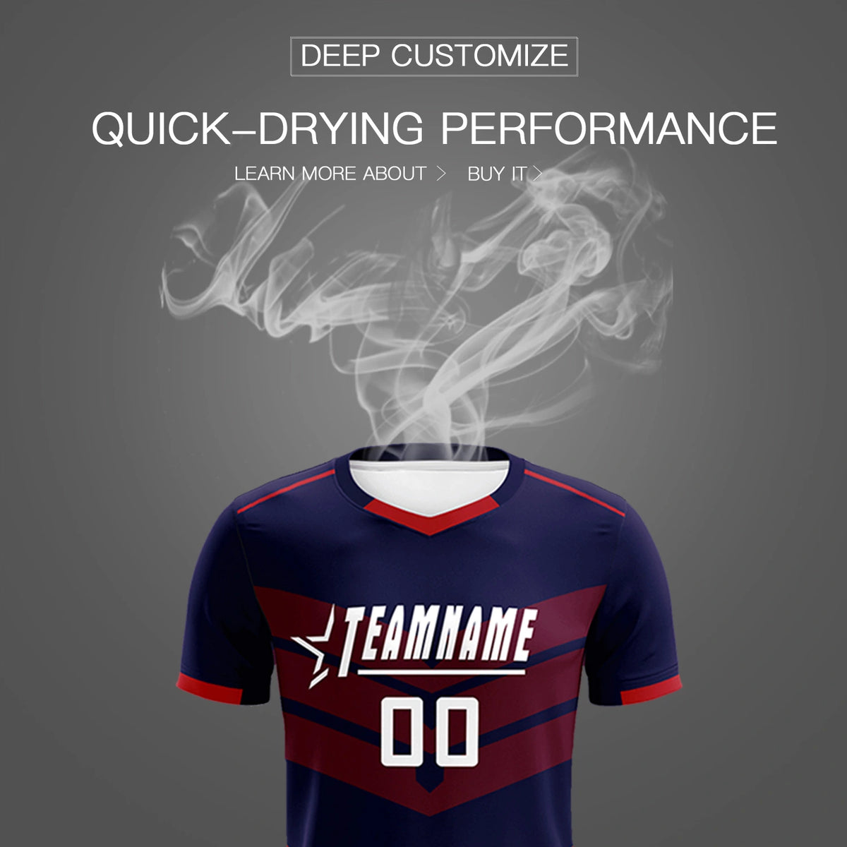 Custom Navy Red Men Uniform Soccer Sets Jersey