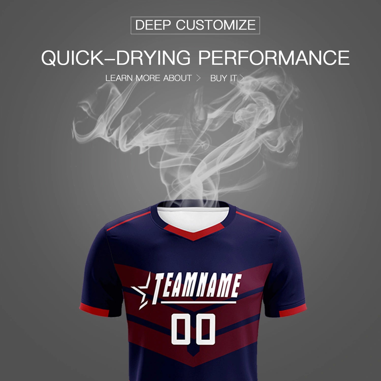 Custom Navy Red Men Uniform Soccer Sets Jersey