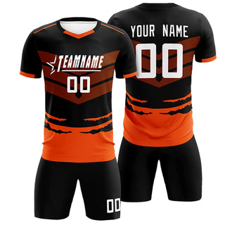 Custom Black Orange Men Uniform Soccer Sets Jersey - Style 1