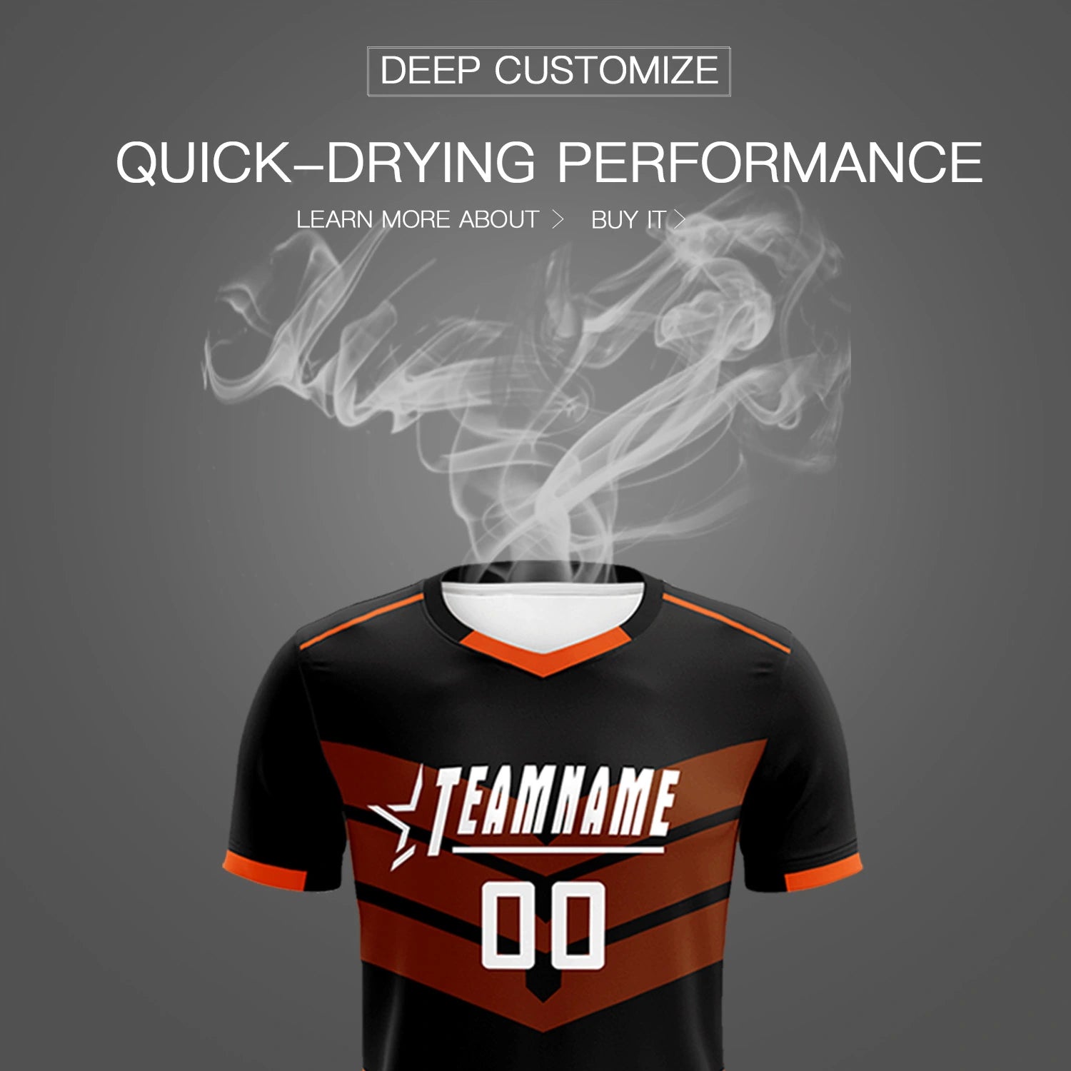 Custom Black Orange Men Uniform Soccer Sets Jersey