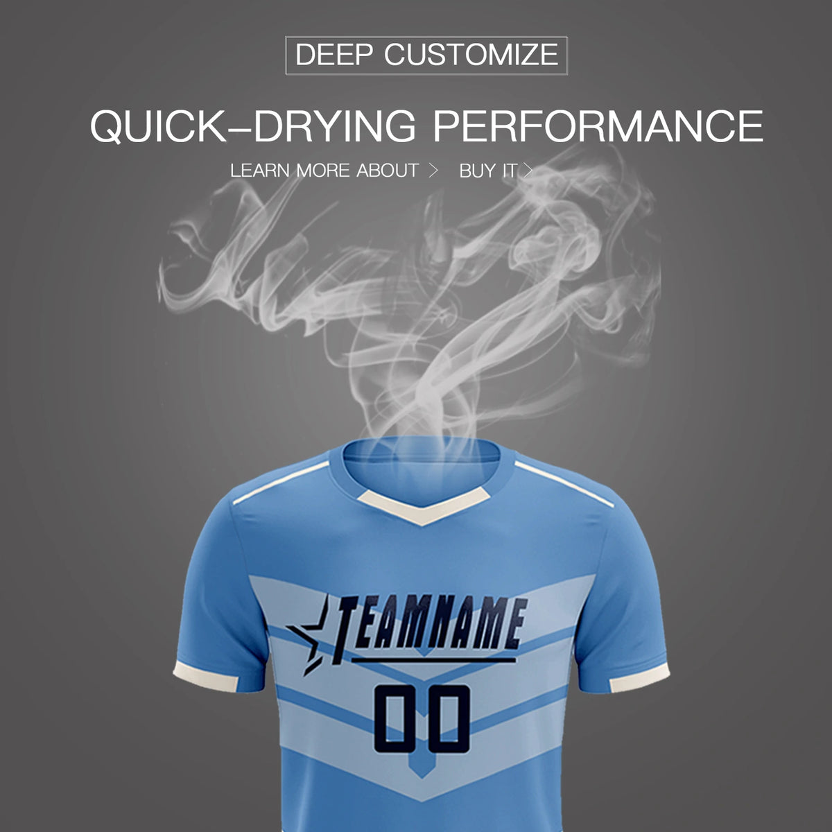 Custom Light Blue Cream Men Uniform Soccer Sets Jersey