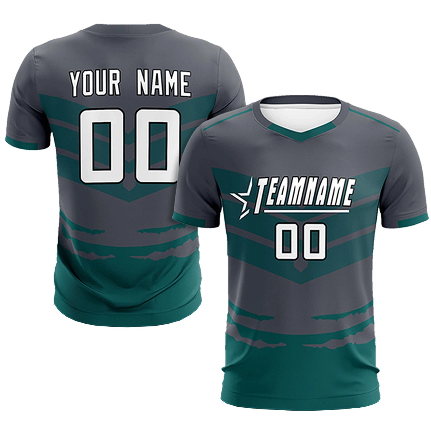 Custom Dark Gray Midnight Green Men Uniform Soccer Sets Jersey