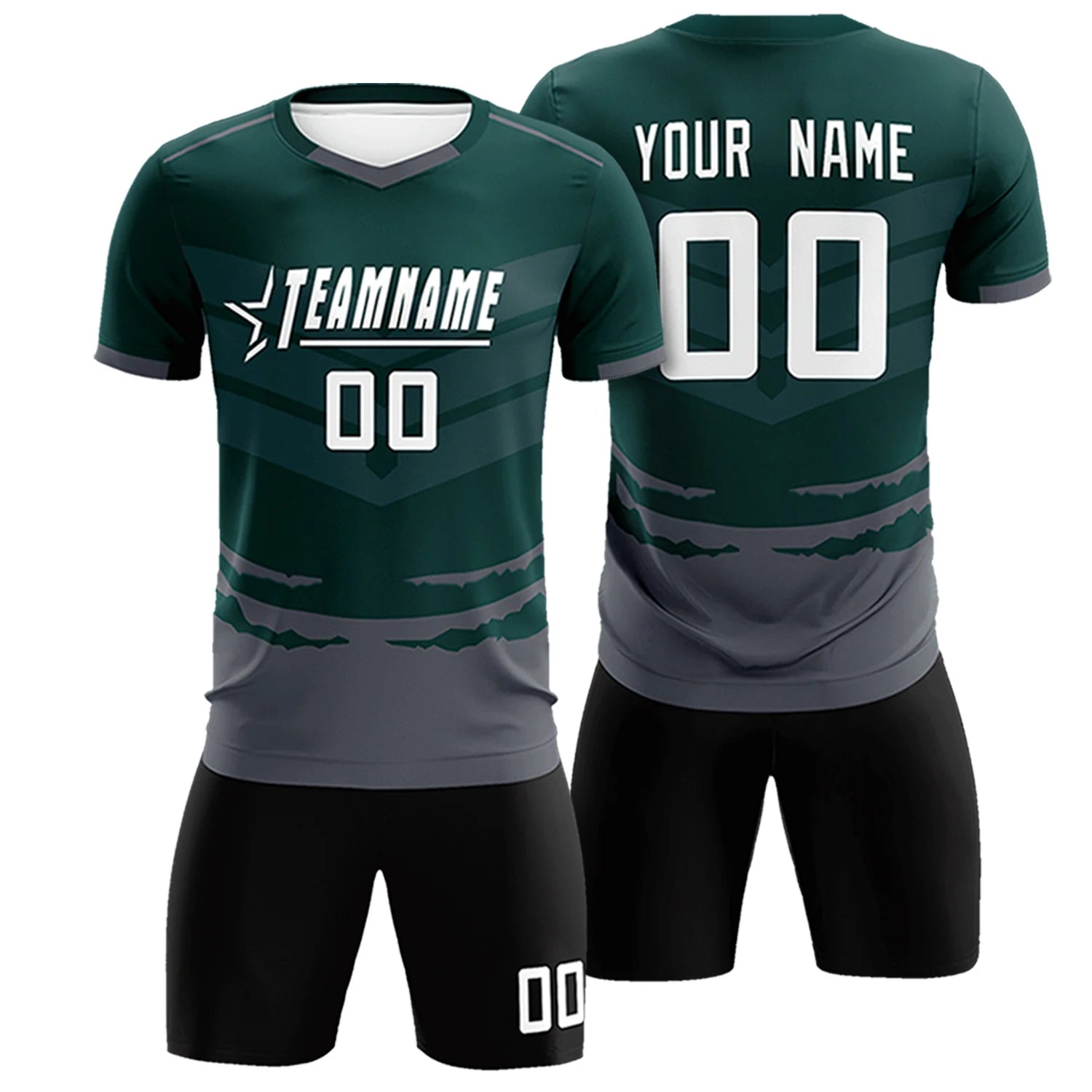 Custom Midnight Green Dark Gray Men Uniform Soccer Sets Jersey