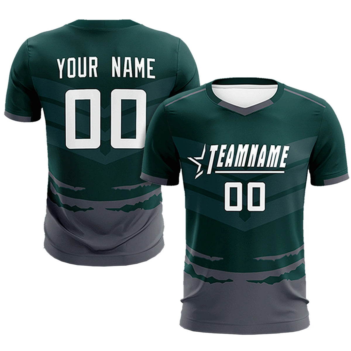 Custom Midnight Green Dark Gray Men Uniform Soccer Sets Jersey