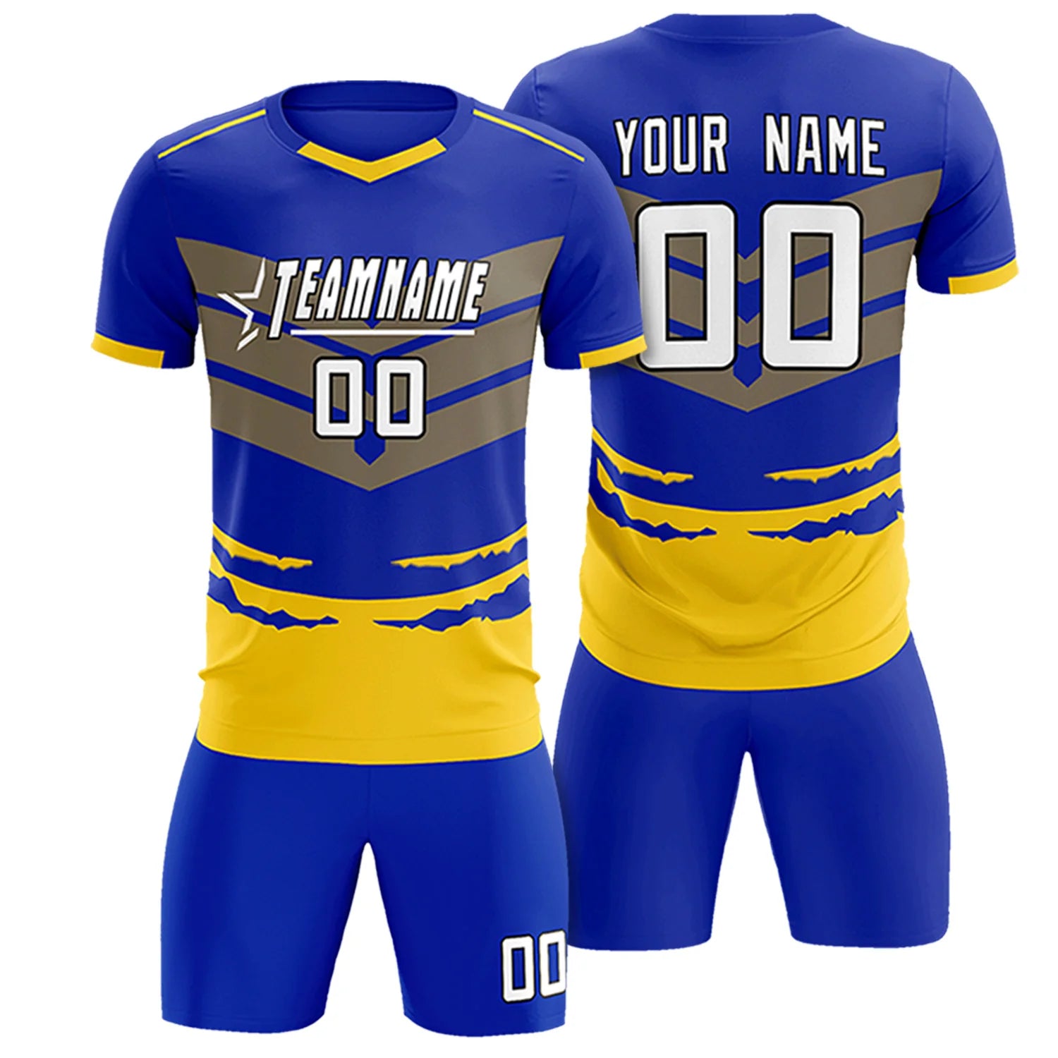 Custom Royal Blue Gold01 Men Uniform Soccer Sets Jersey