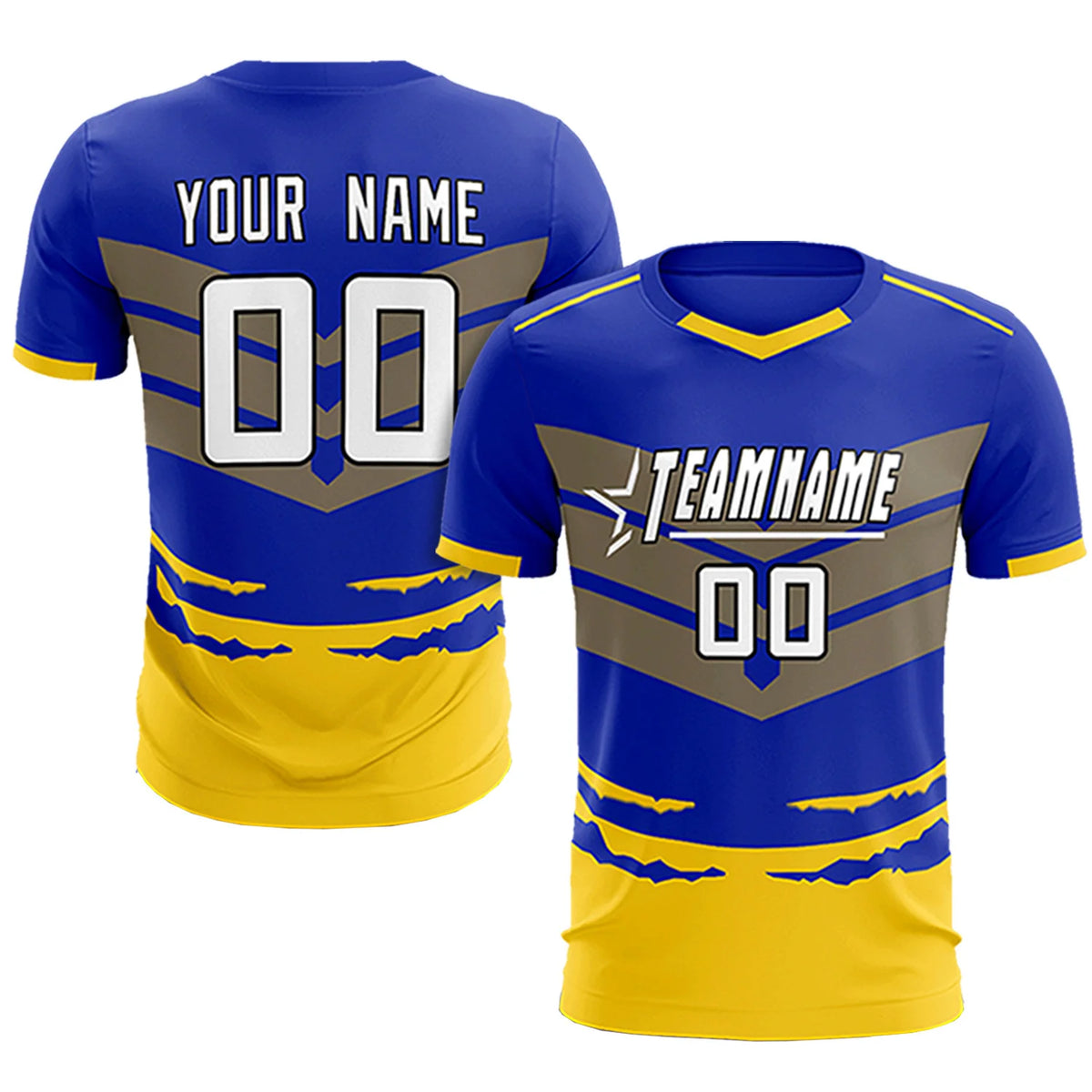 Custom Royal Blue Gold01 Men Uniform Soccer Sets Jersey