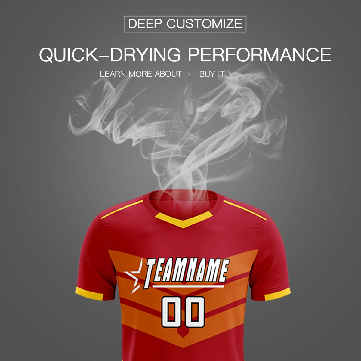 Custom Red Gold01 Men Uniform Soccer Sets Jersey