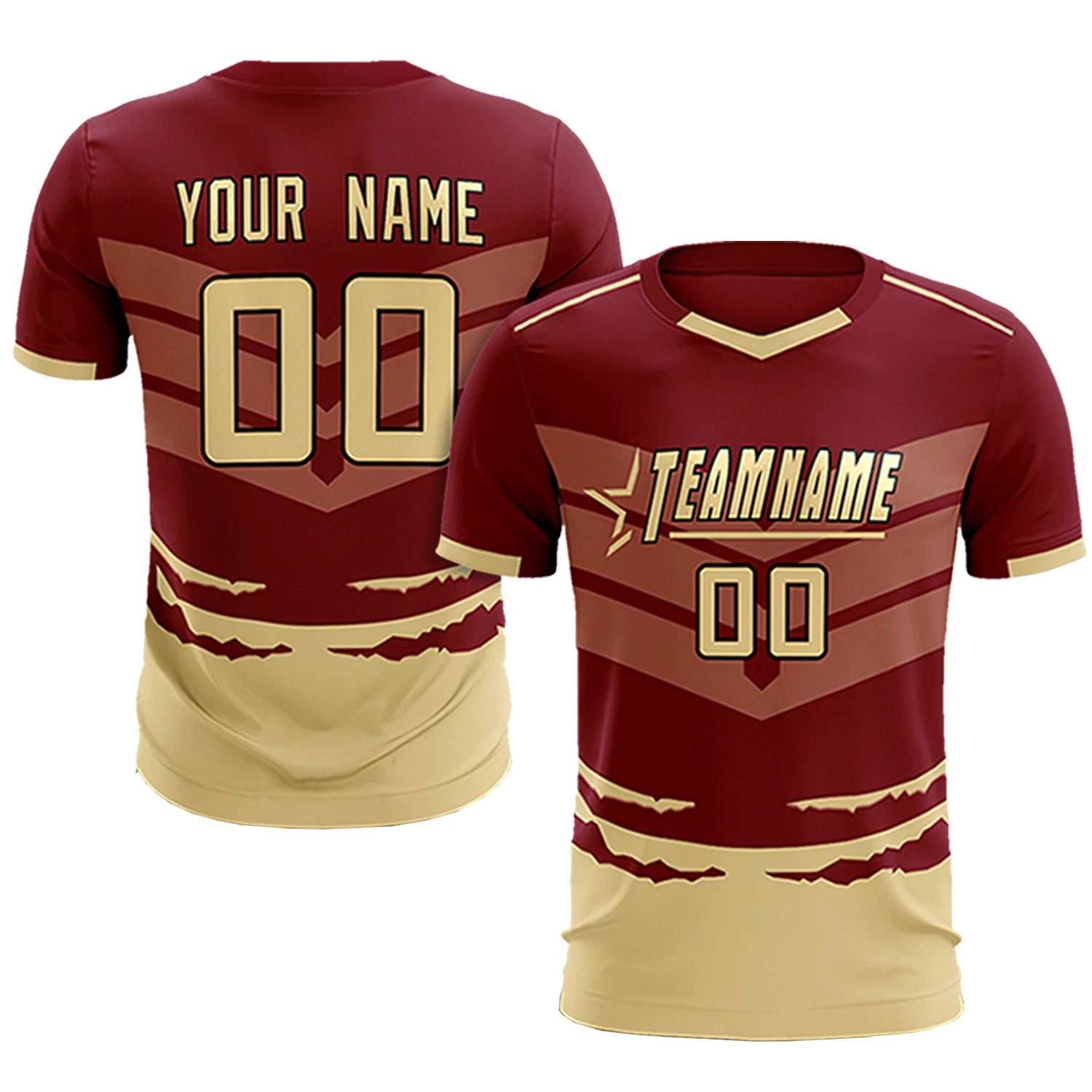 Custom Crimson Khaki Men Uniform Soccer Sets Jersey