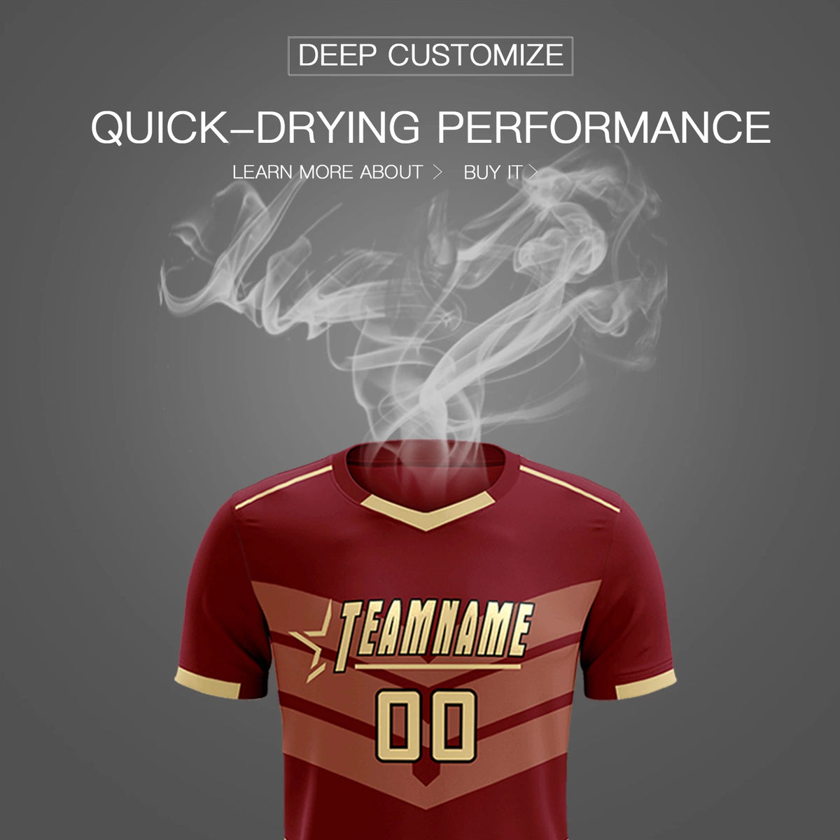 Custom Crimson Khaki Men Uniform Soccer Sets Jersey