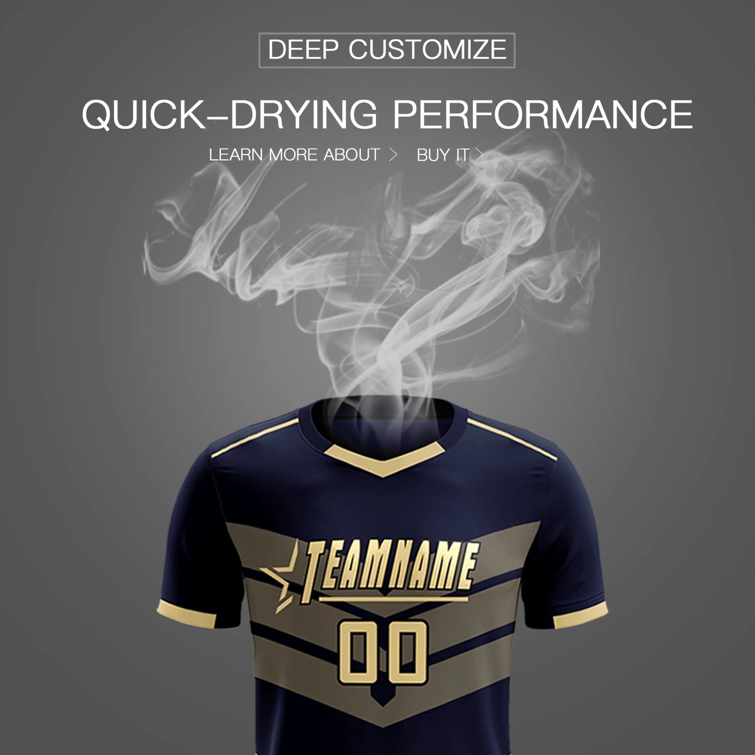 Custom Navy Khaki Men Uniform Soccer Sets Jersey
