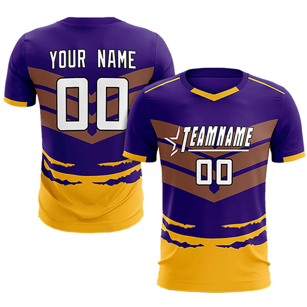 Custom Purple Yellow Men Uniform Soccer Sets Jersey