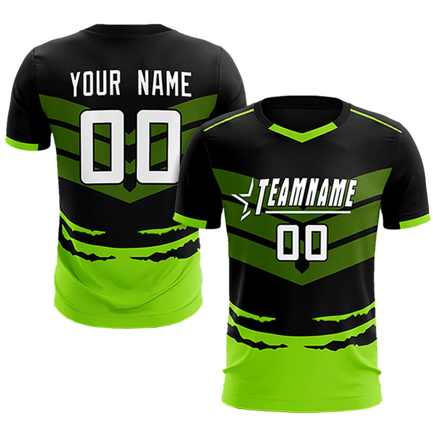 Custom Black Neon Green Men Uniform Soccer Sets Jersey