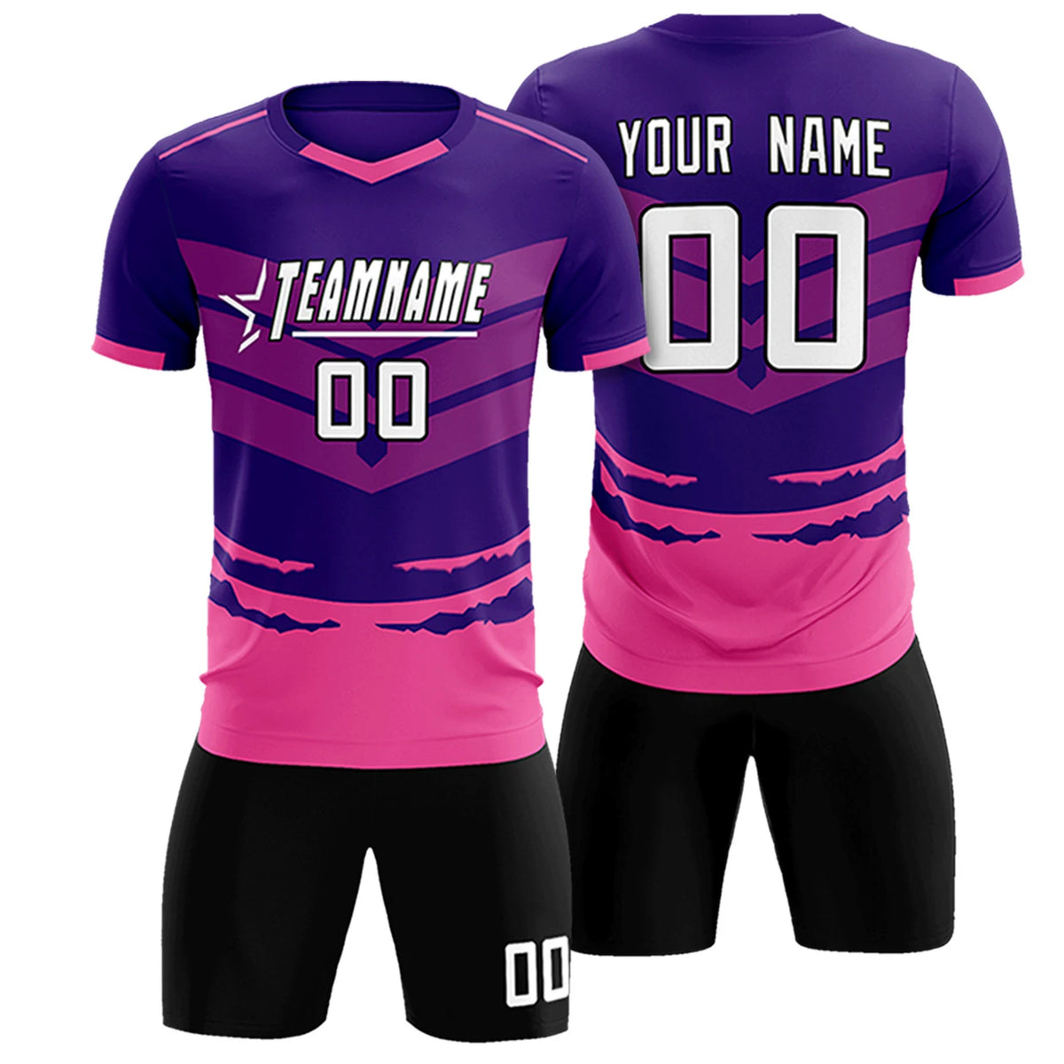 Custom Purple Pink Men Uniform Soccer Sets Jersey