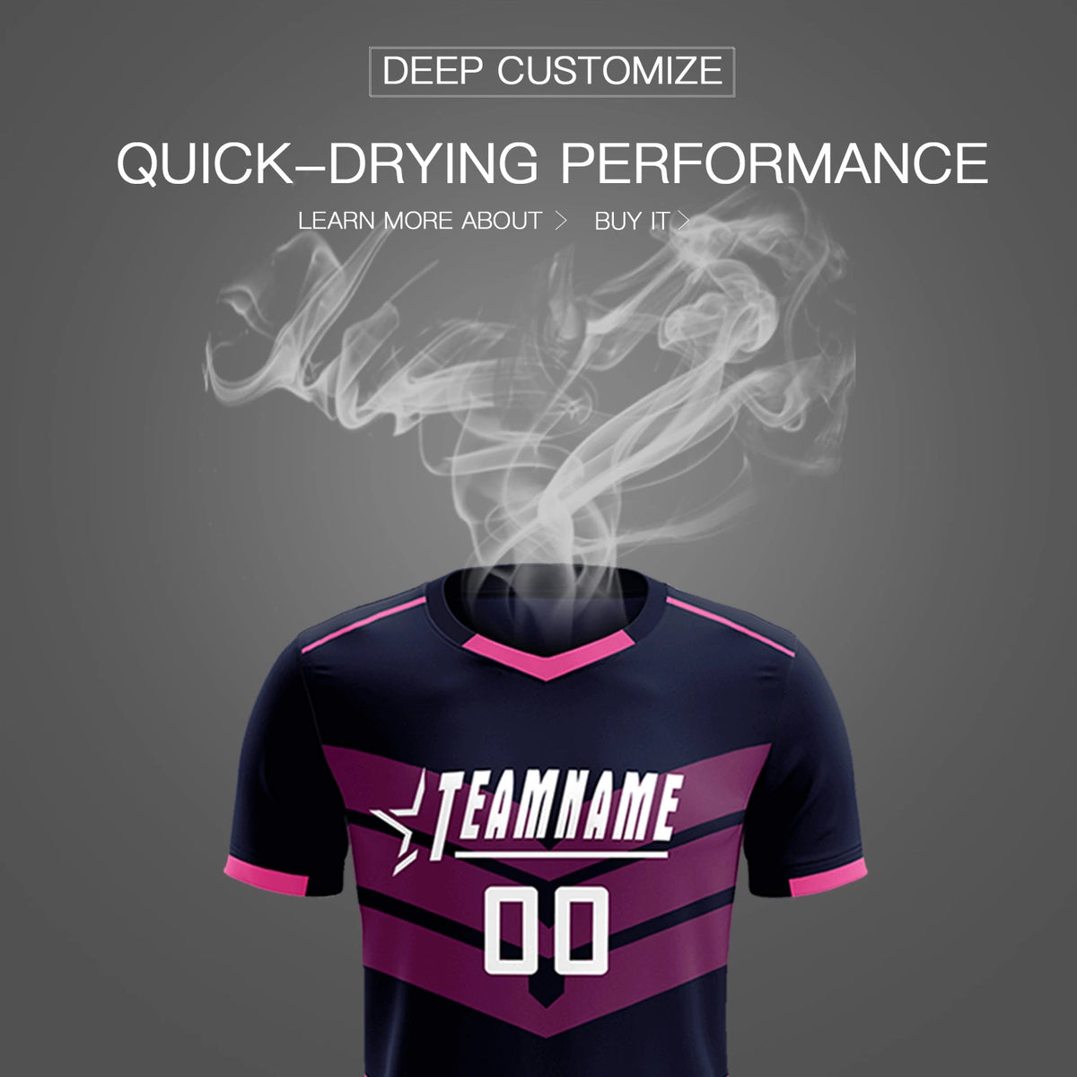 Custom Navy Pink Men Uniform Soccer Sets Jersey