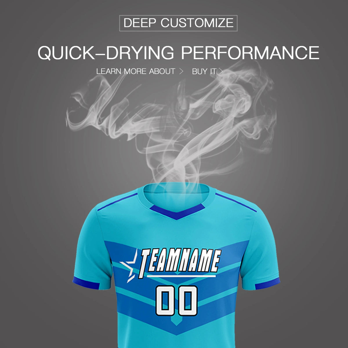 Custom Sky Blue Royal Blue Men Uniform Soccer Sets Jersey