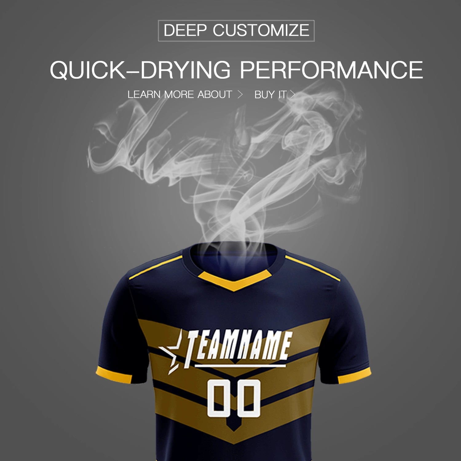 Custom Navy Gold01 Men Uniform Soccer Sets Jersey