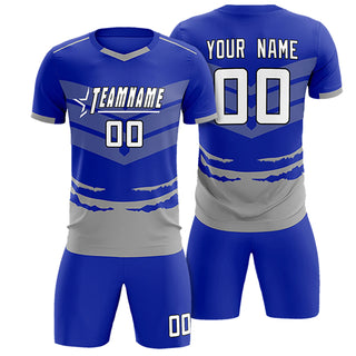 Uniforme de fútbol personalizado para hombre, azul real y gris - Estilo 1