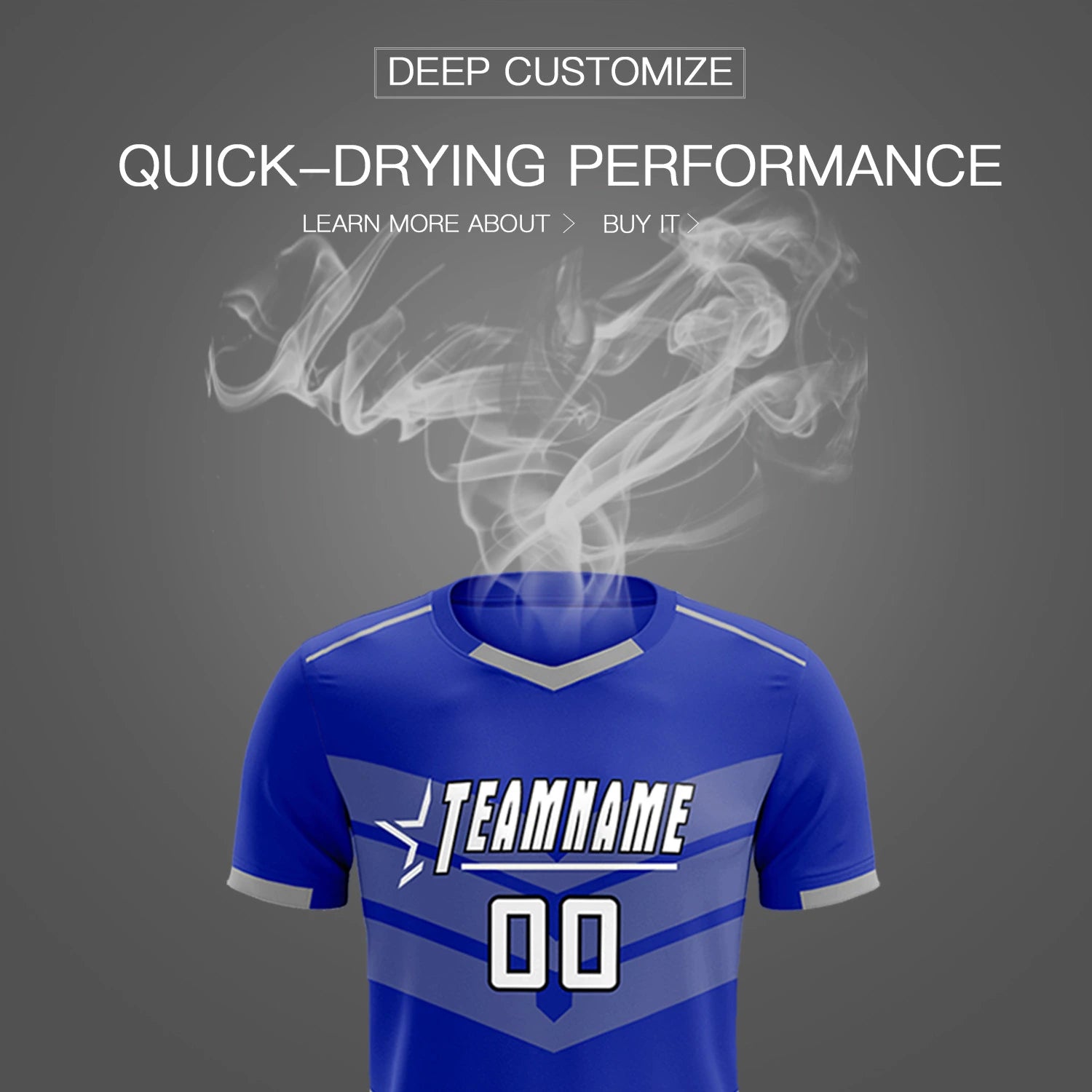 Custom Royal Blue Gray Men Uniform Soccer Sets Jersey