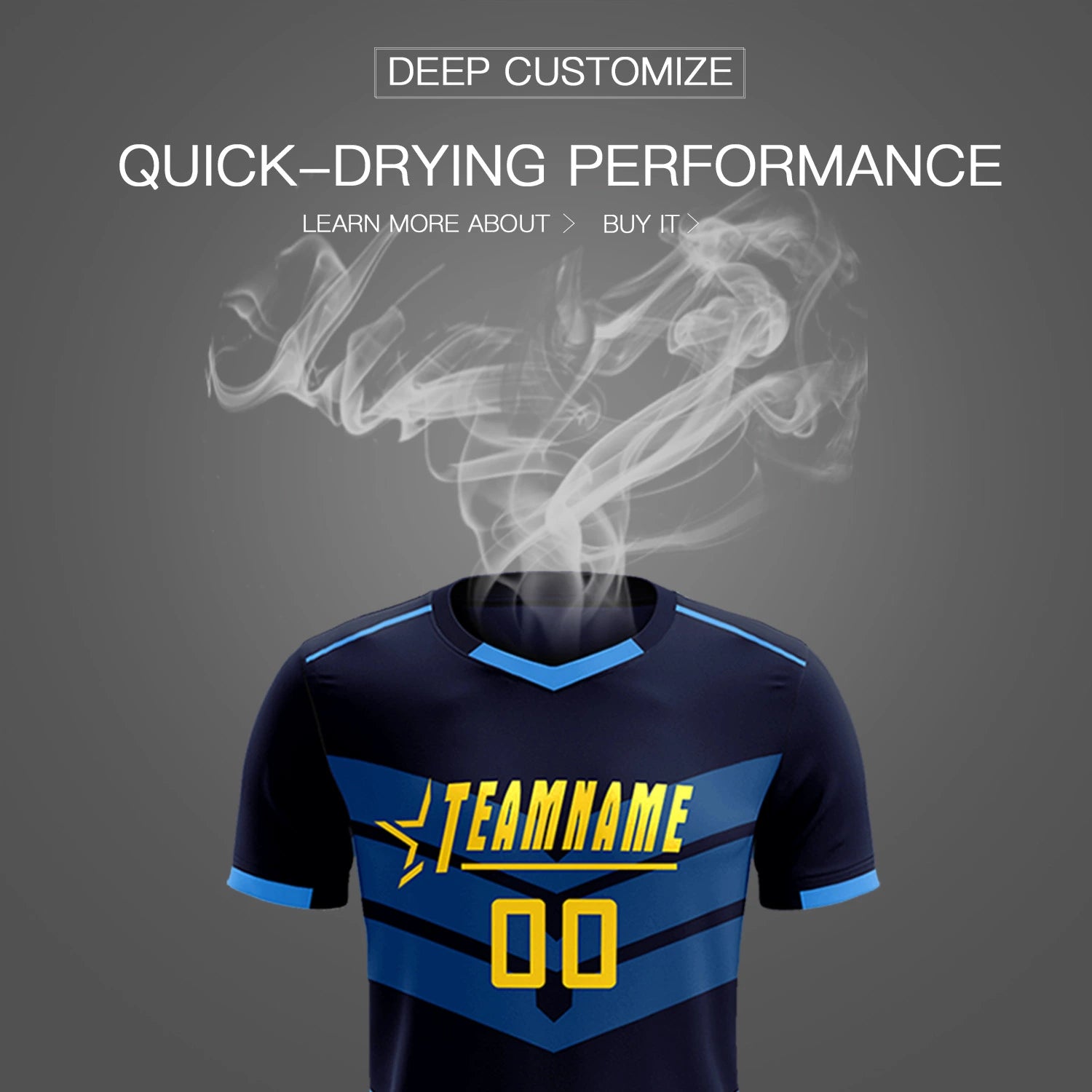 Custom Navy Powder Blue Men Uniform Soccer Sets Jersey