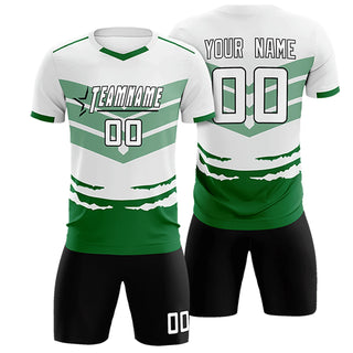 Uniforme de fútbol personalizado para hombre, color blanco y verde Kelly - Estilo 1