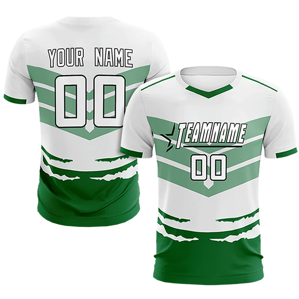 Custom White Kelly Green Men Uniform Soccer Sets Jersey