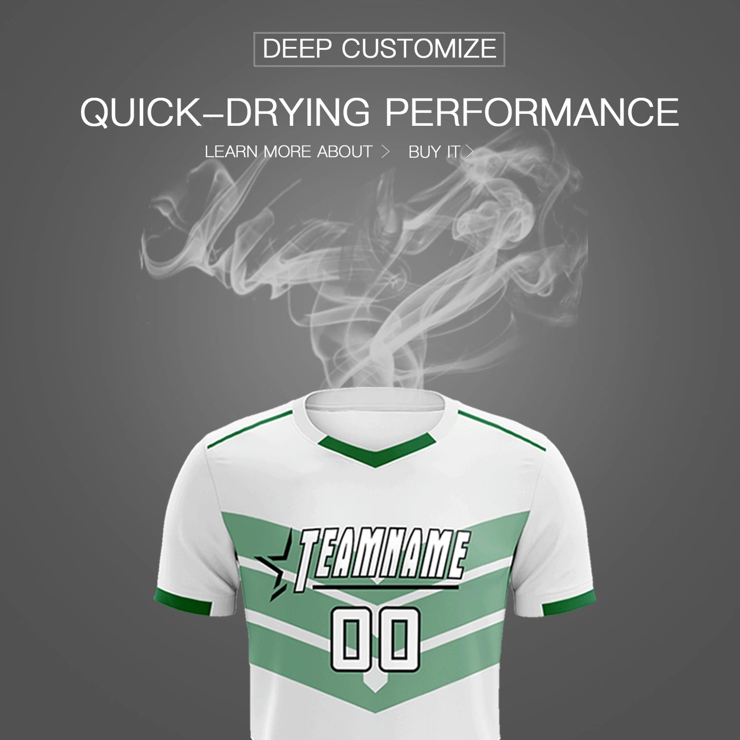 Custom White Kelly Green Men Uniform Soccer Sets Jersey