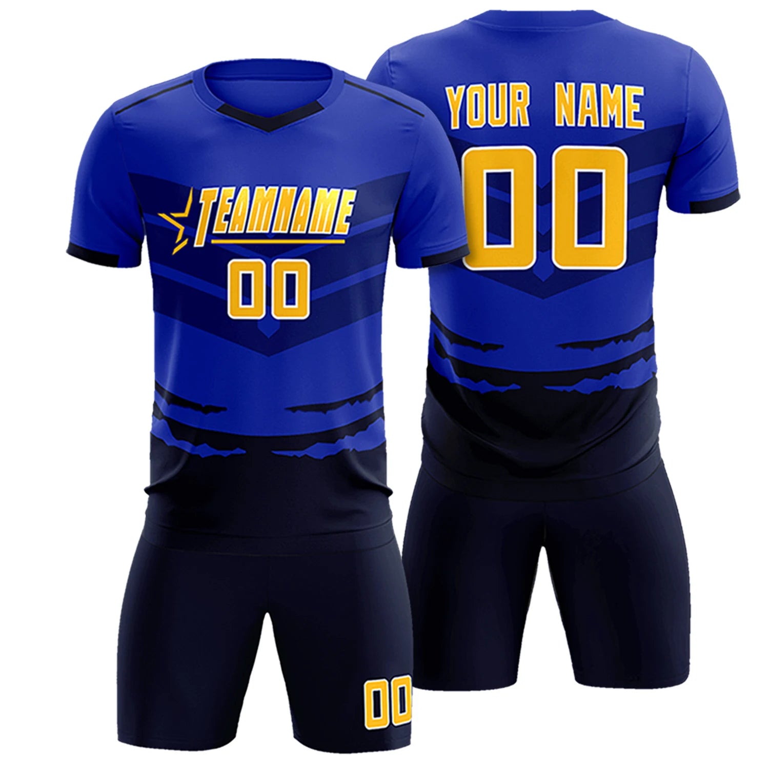 Custom Royal Blue Navy Men Uniform Soccer Sets Jersey