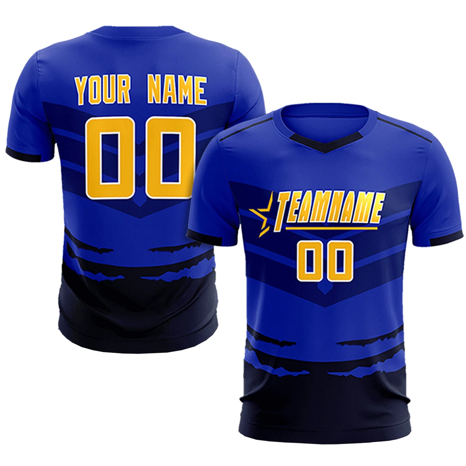 Custom Royal Blue Navy Men Uniform Soccer Sets Jersey