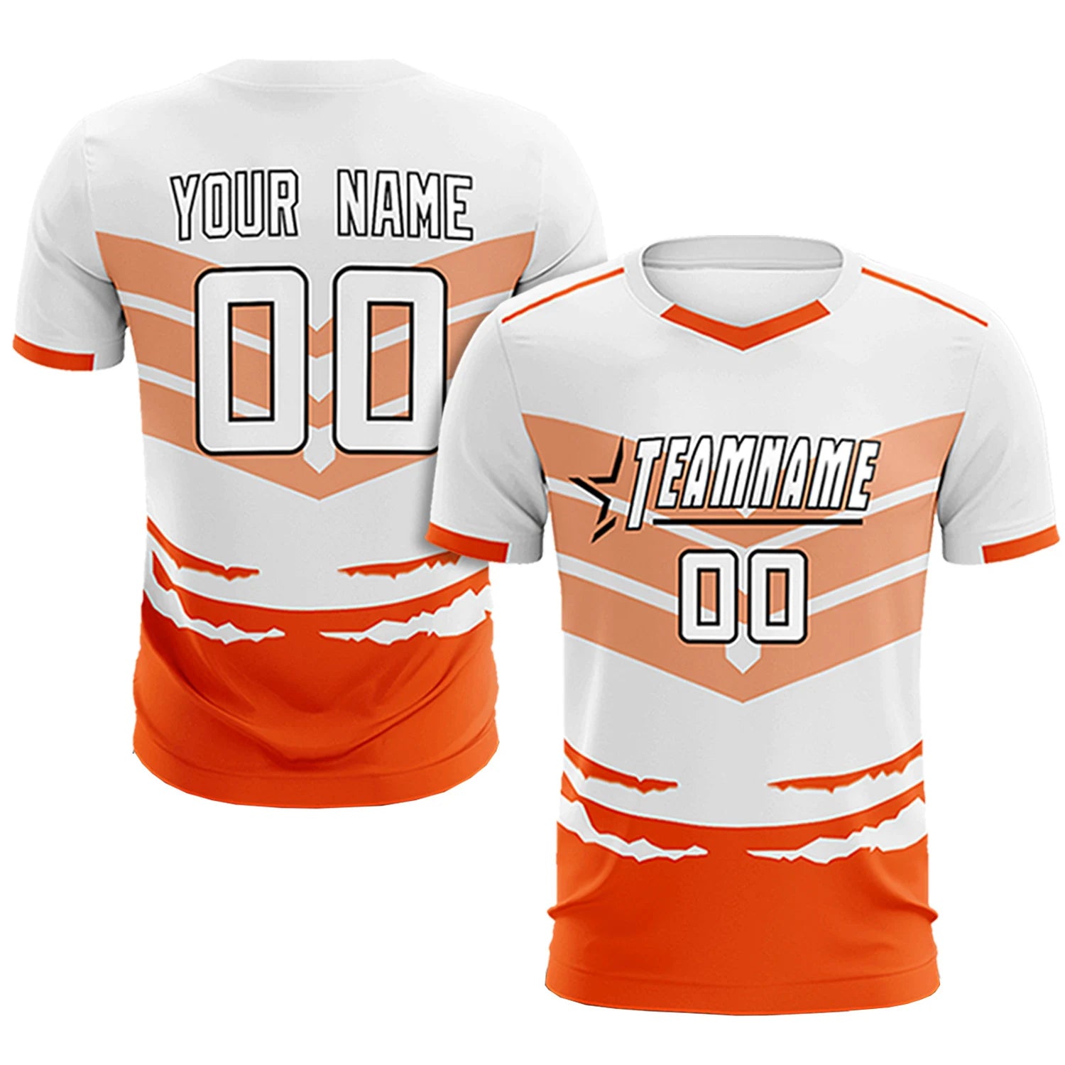 Custom White Orange Men Uniform Soccer Sets Jersey