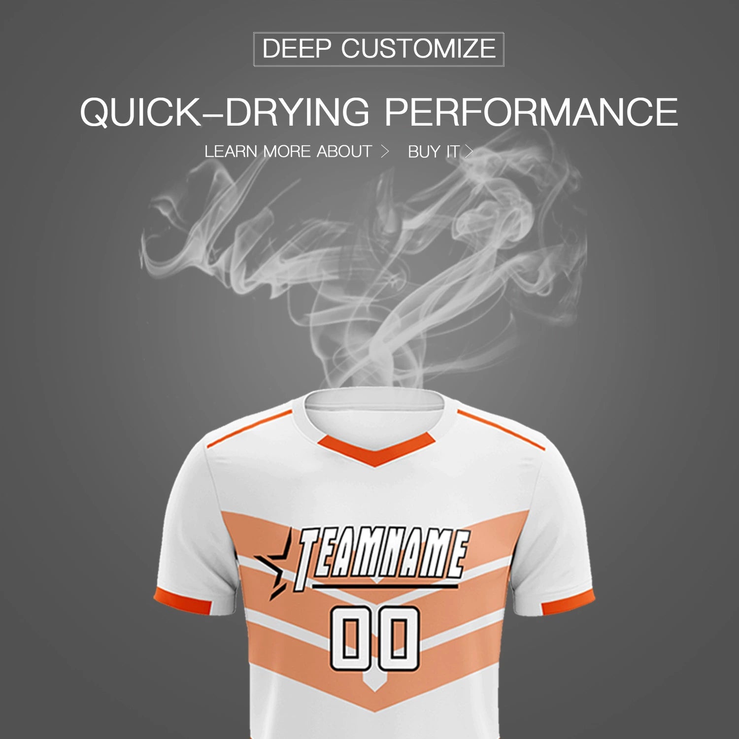 Custom White Orange Men Uniform Soccer Sets Jersey