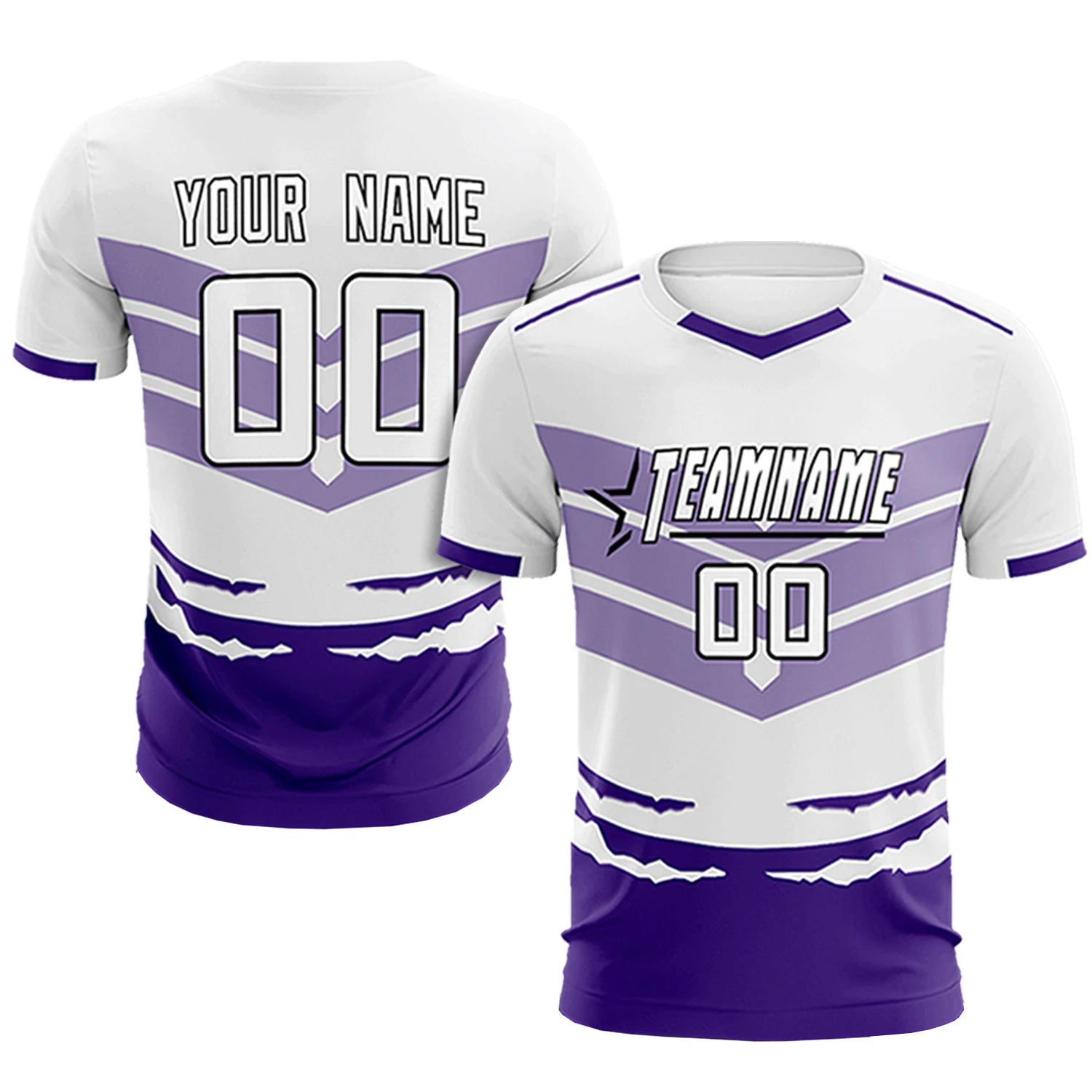Custom White Purple Men Uniform Soccer Sets Jersey