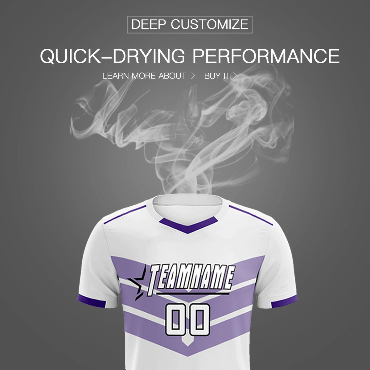 Custom White Purple Men Uniform Soccer Sets Jersey