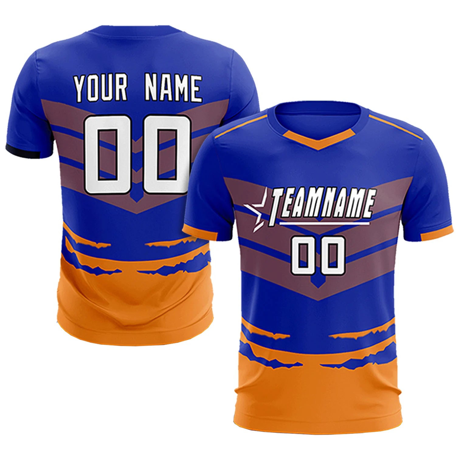 Custom Royal Blue Orange Men Uniform Soccer Sets Jersey
