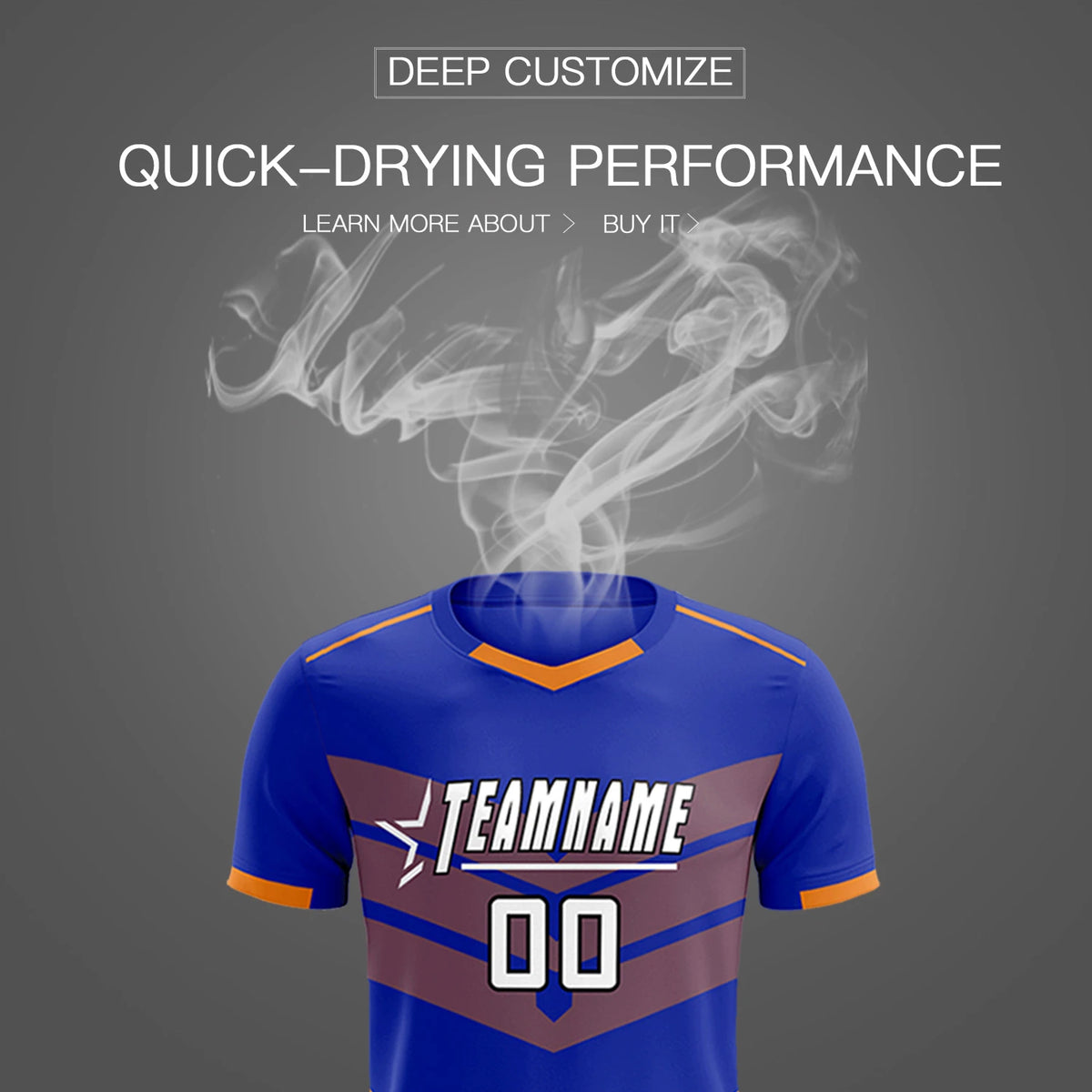 Custom Royal Blue Orange Men Uniform Soccer Sets Jersey