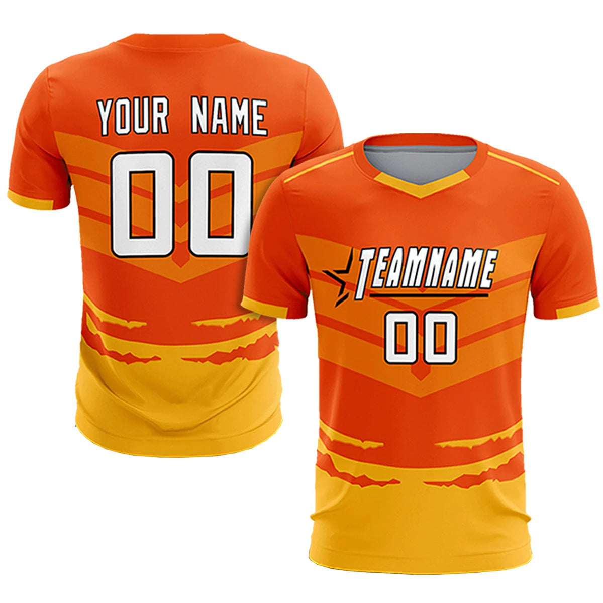 Custom Orange Yellow Men Uniform Soccer Sets Jersey
