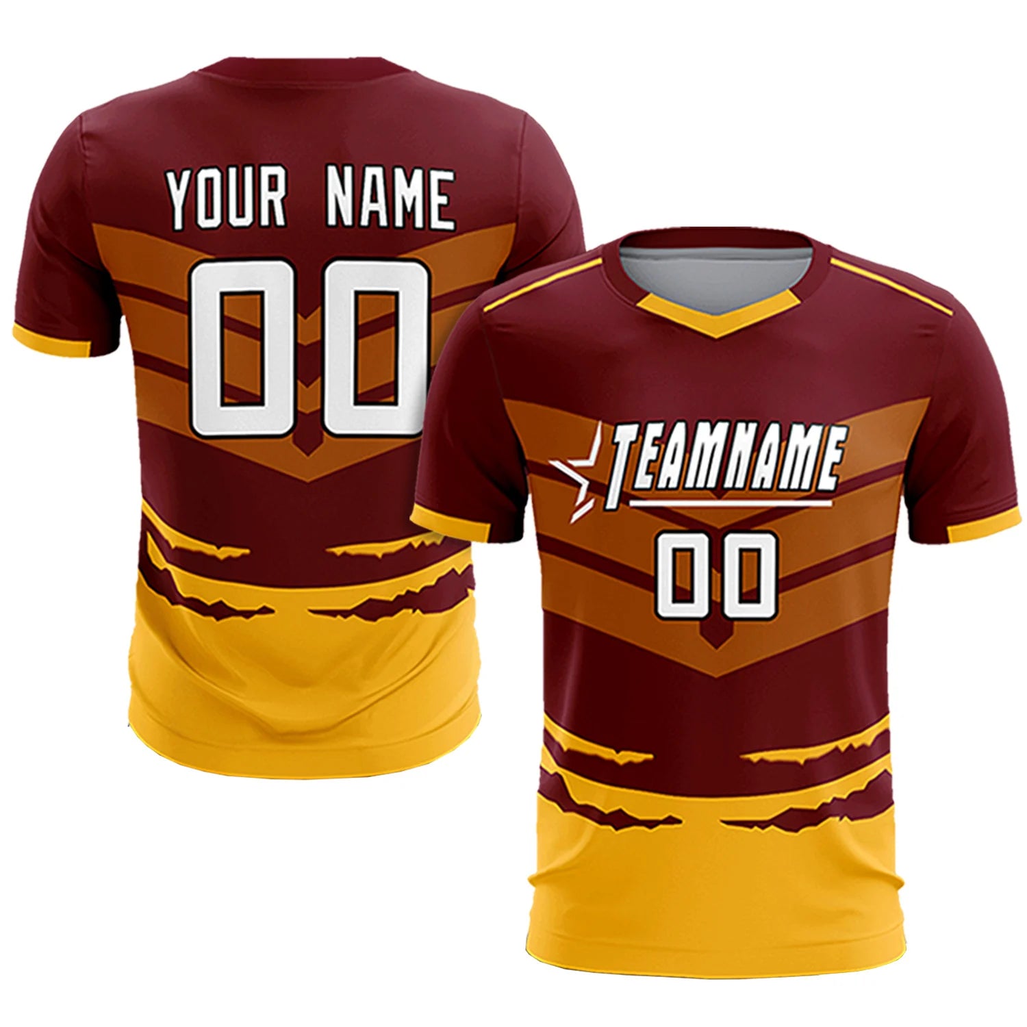 Custom Crimson Yellow Men Uniform Soccer Sets Jersey