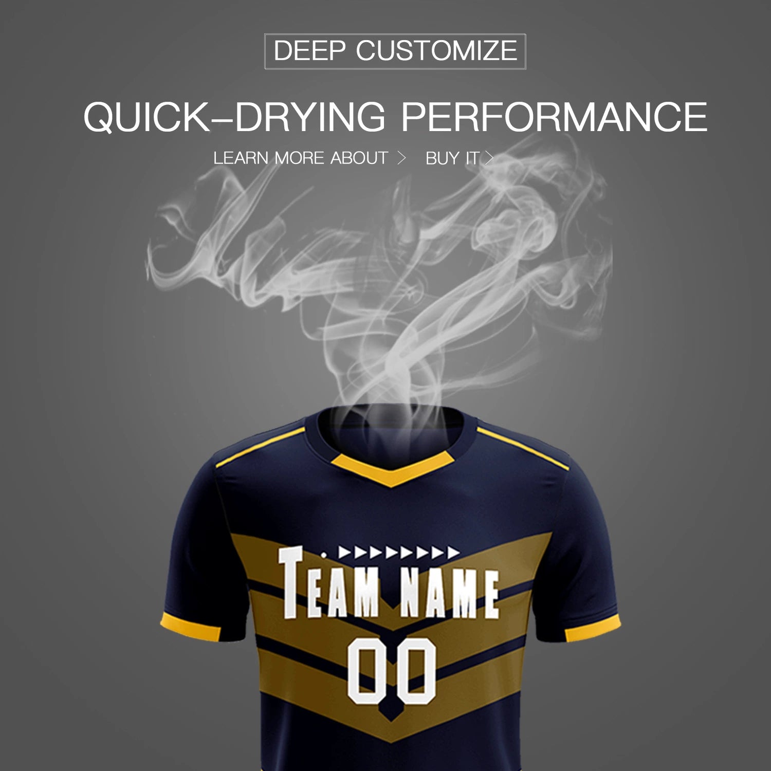 Custom Navy Yellow Men Uniform Soccer Sets Jersey