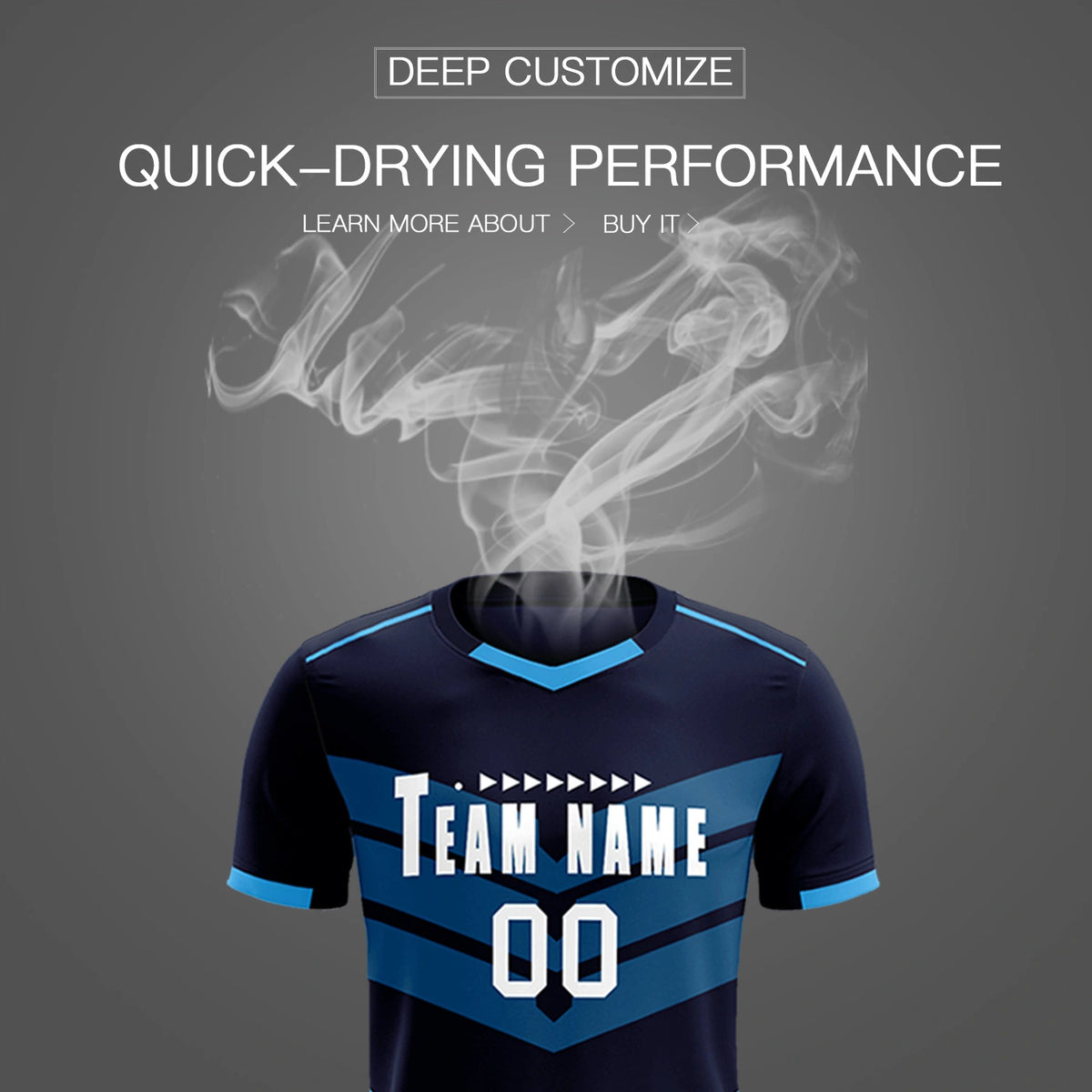Custom Navy Powder Blue Men Uniform Soccer Sets Jersey