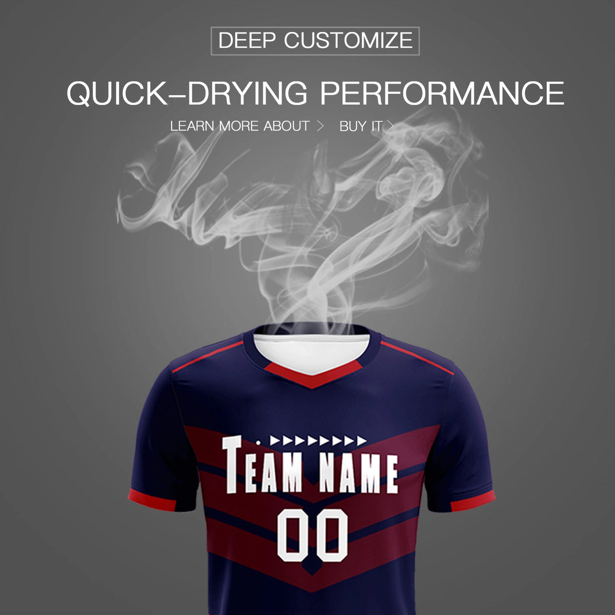 Custom Navy Red Men Uniform Soccer Sets Jersey