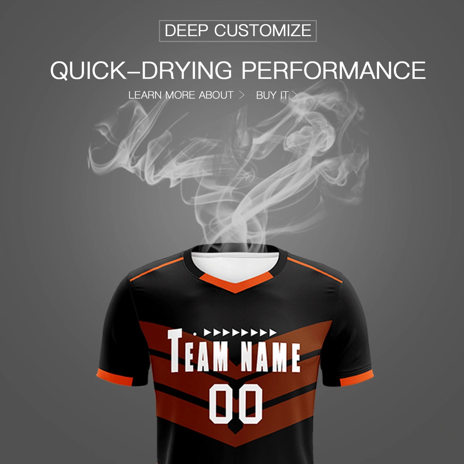 Custom Black Orange Men Uniform Soccer Sets Jersey