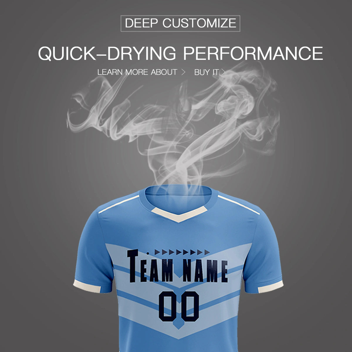 Custom Light Blue Cream Men Uniform Soccer Sets Jersey