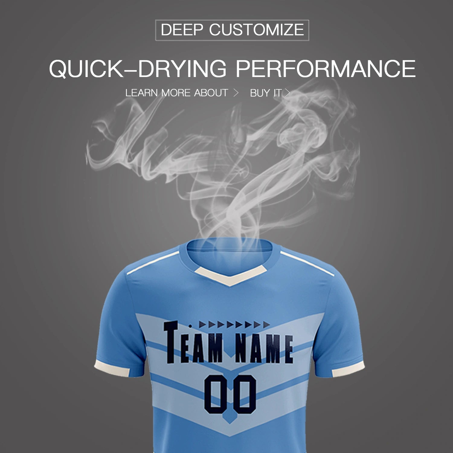 Custom Light Blue Cream Men Uniform Soccer Sets Jersey