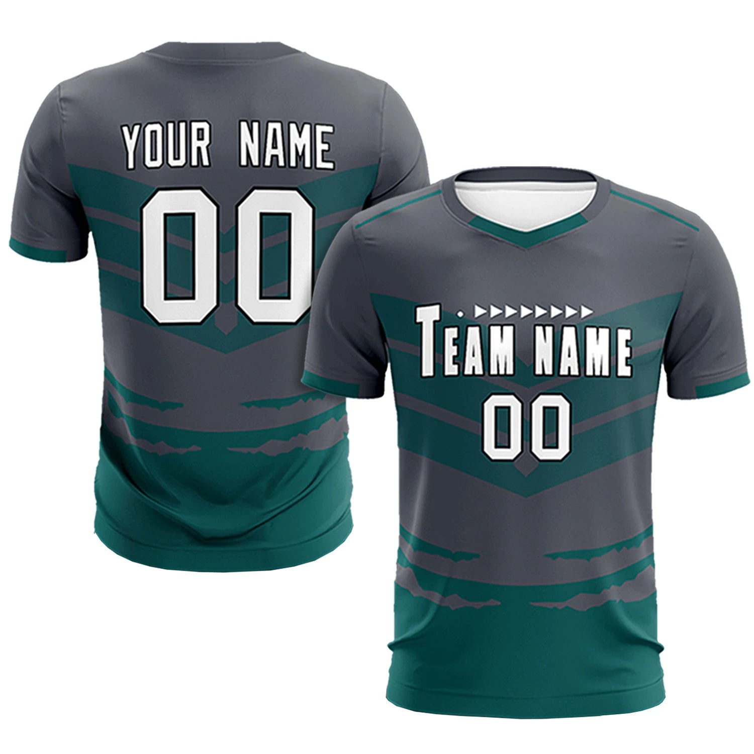 Custom Dark Gray Midnight Green Men Uniform Soccer Sets Jersey