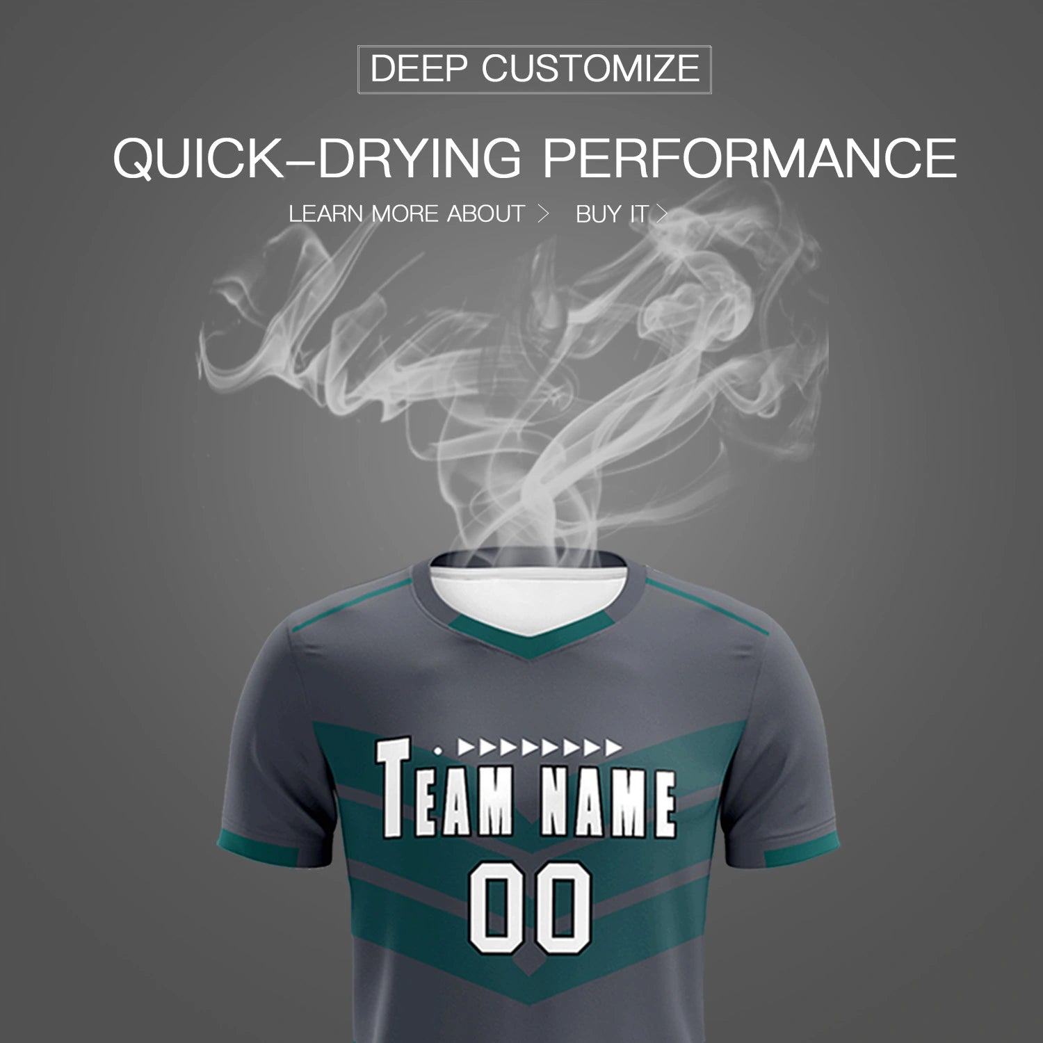 Custom Dark Gray Midnight Green Men Uniform Soccer Sets Jersey