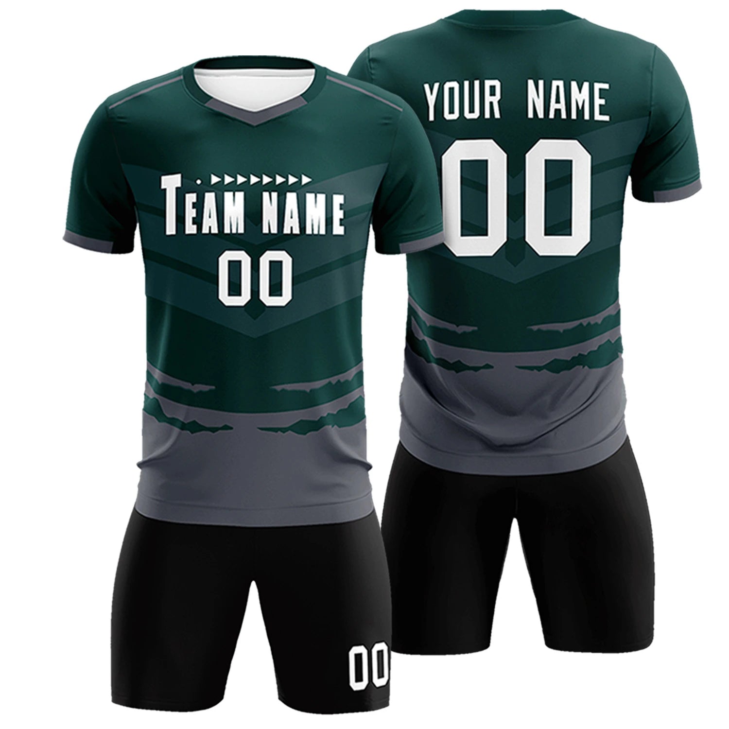 Custom Midnight Green Dark Gray Men Uniform Soccer Sets Jersey